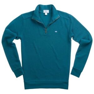 Southern Tide Ribbed 1/4 Zip Pullover in Blue Coral - Size S